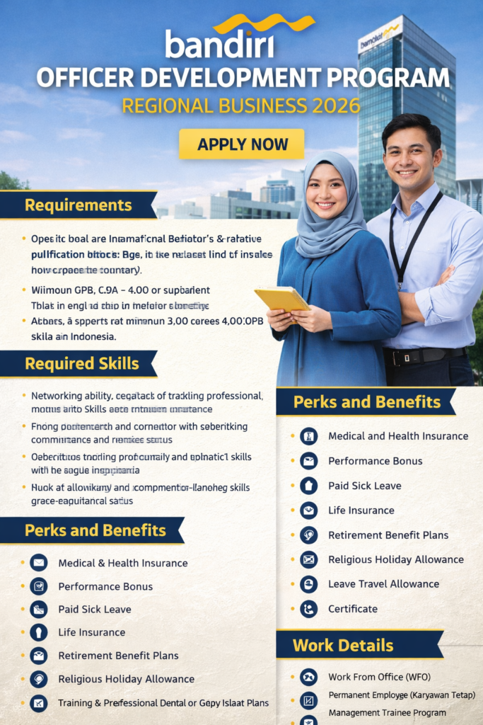 Officer Development Program – Regional Business 2026 Bank Mandiri Logo
