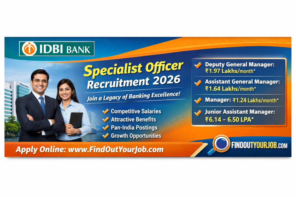 IDBI Bank Specialist Officer Recruitment 2026 – Apply Online Image