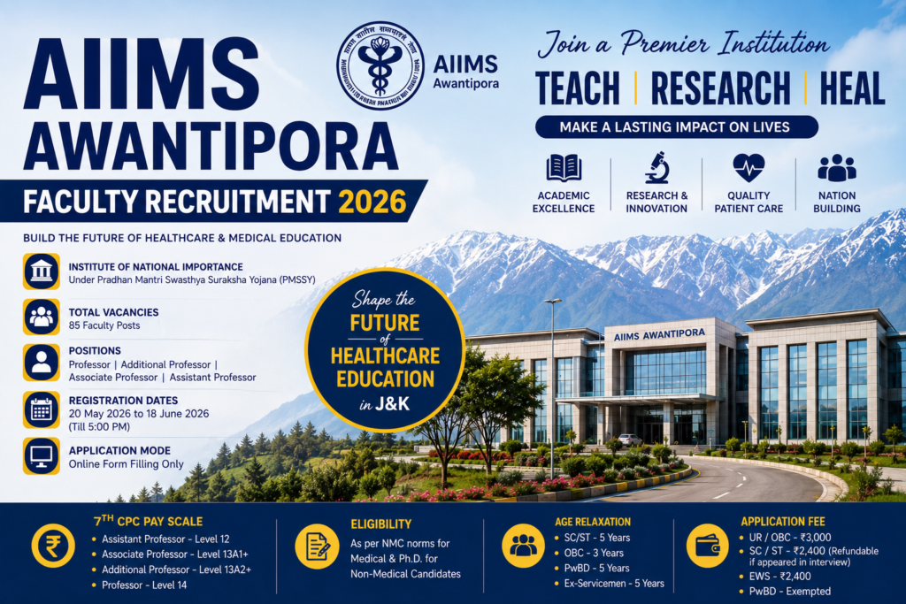 AIIMS Awantipora Faculty Recruitment 2026: Apply Online Now Image